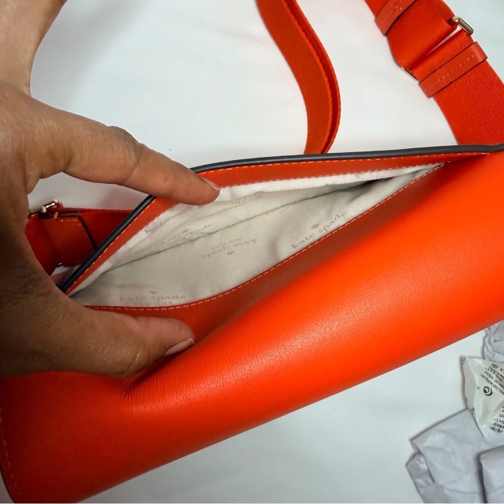 Kate Spade buddie smoth leather fun orange deep Crossbody Bag - Picture 3 of 8